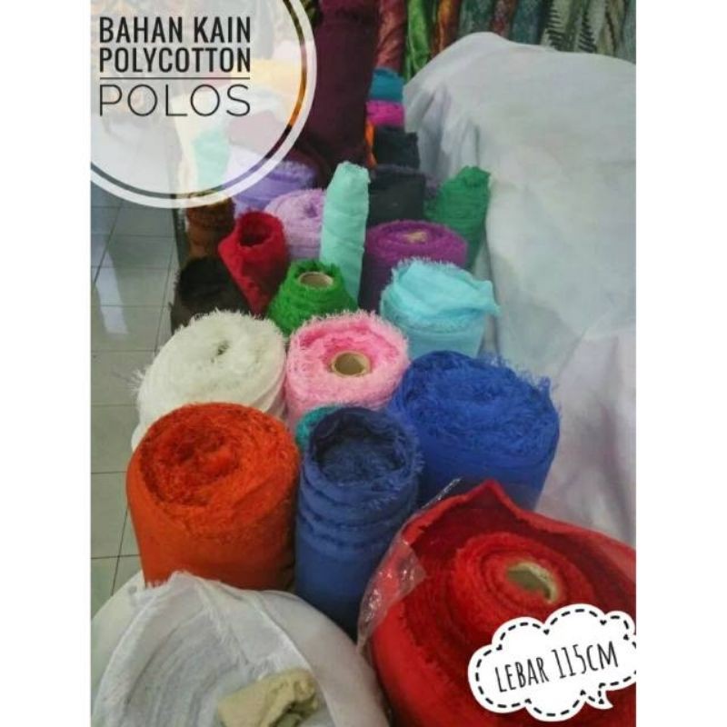 Bahan Kain Polycotton Sifon polos lebar 115cm / kain furing, jilbab, saringan, chiffon double hycon 