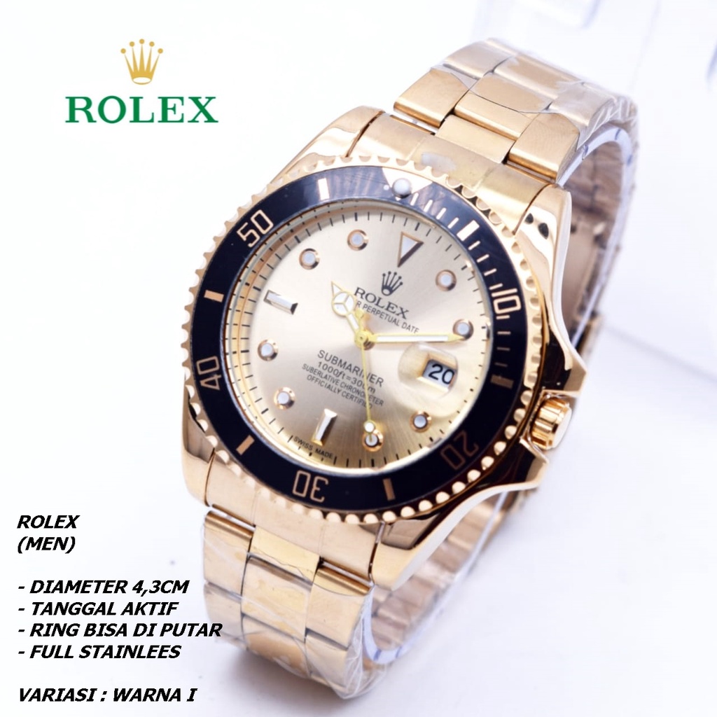 JAM TANGAN PRIA FASHION RANTAI BODY BULAT TANGGAL AKTIF