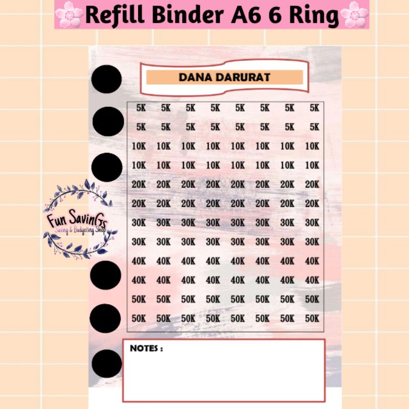 

[FUN] Isi Binder A6 6 Ring | Dana Darurat | Emergency Fund | Refill Binder | Binder Keuangan | Sinking Fund | Fun Savings