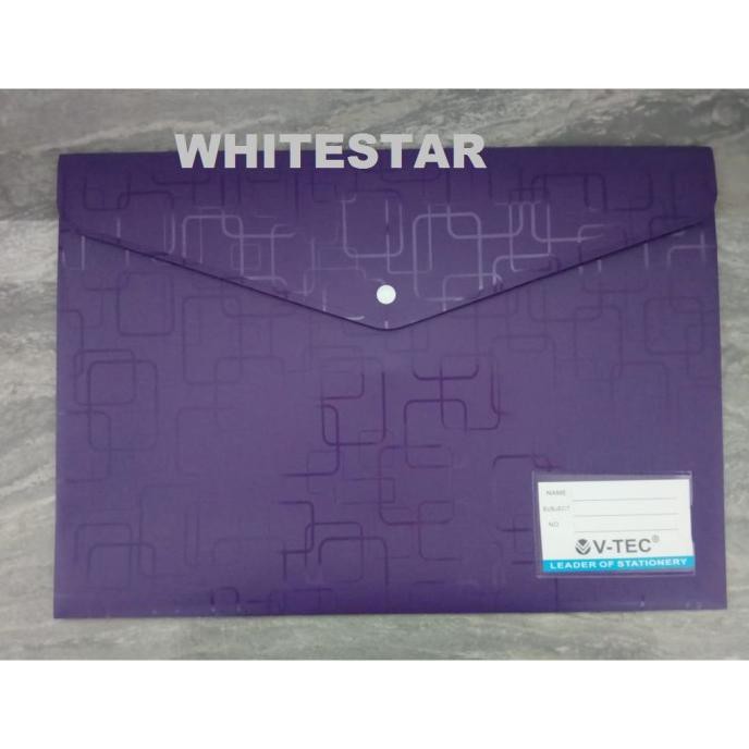 

map plastik kancing 1 ukuran A3 v-tec + name tag - Ungu
