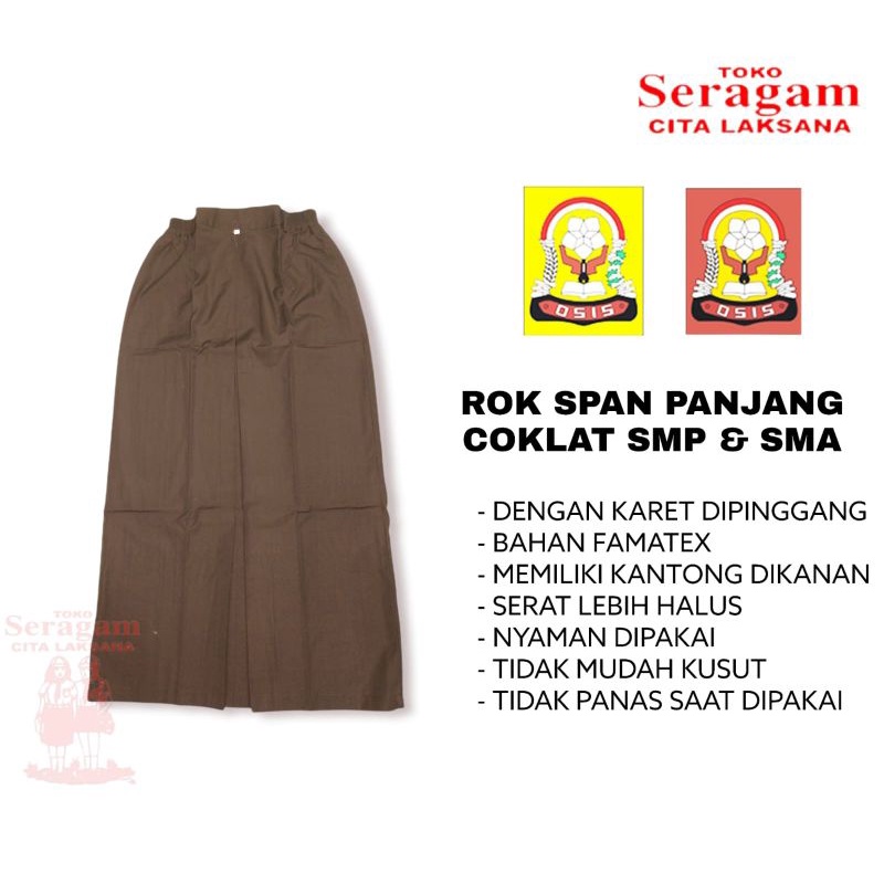 Rok Span Panjang Coklat Seragam Sekolah SMP SMA