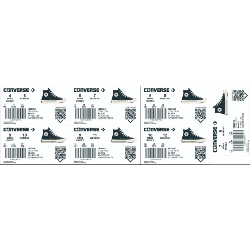 

Label Tag Box Sepatu Converse 70s Hi All-Star