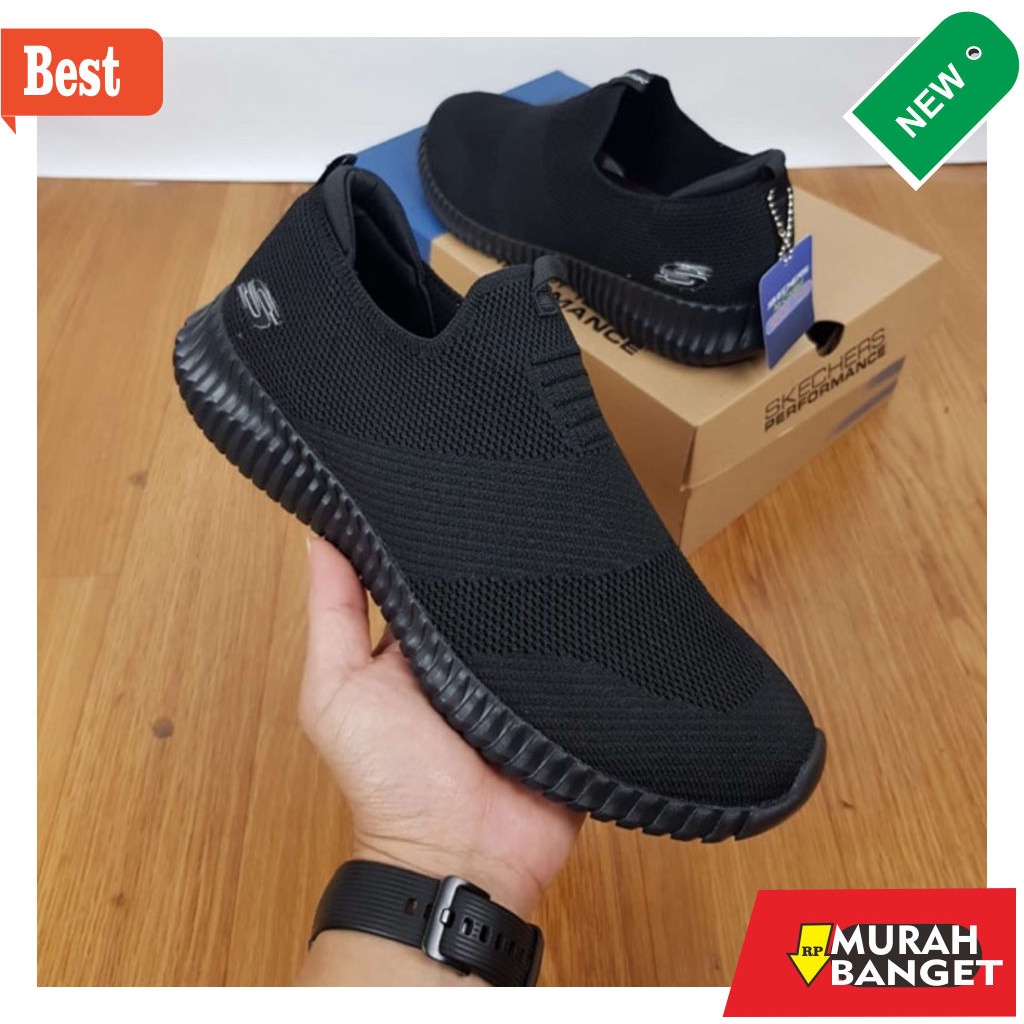 Sepatu slip-on terbaru- SEPATU PRIA SKECHERS ELITE FLEX MAN SLIP ON COWOK CASUAL COWO