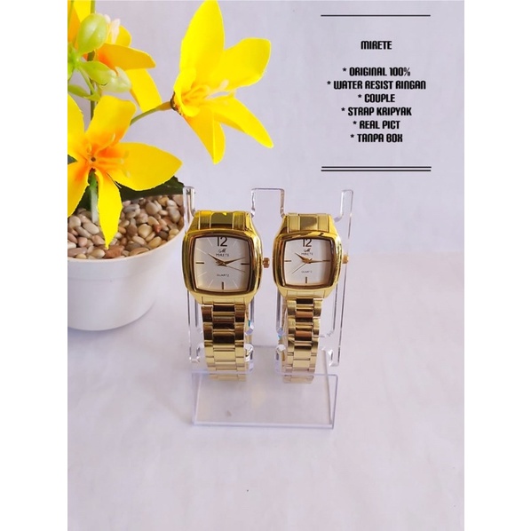 Jam Tangan Couple Merk Original / Jam Tangan Couple Rantai Gold / Jam tangan Kotak Waterresist / Ant