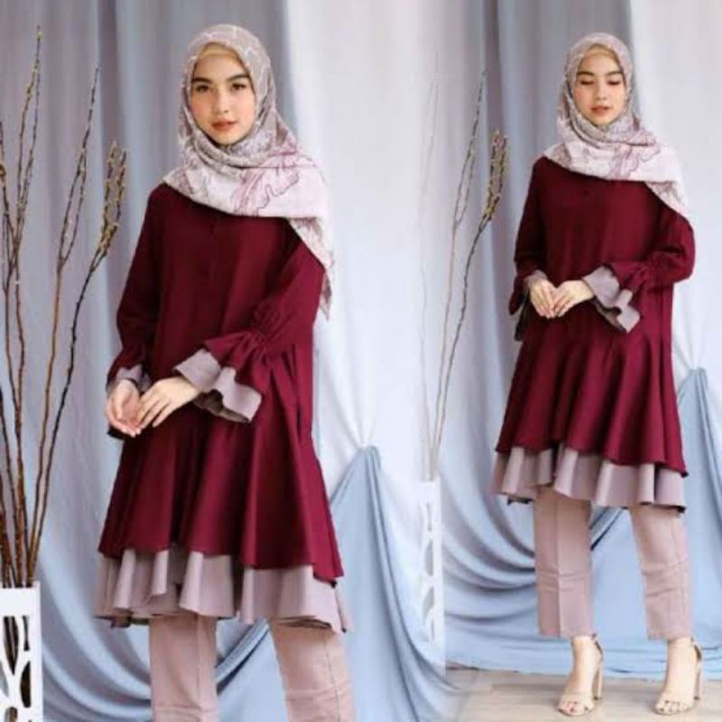 hilda tunik muslimah terbaru busui friendly trend fashion muslimah fashion style jumbo S-M-L-XL-XXL-