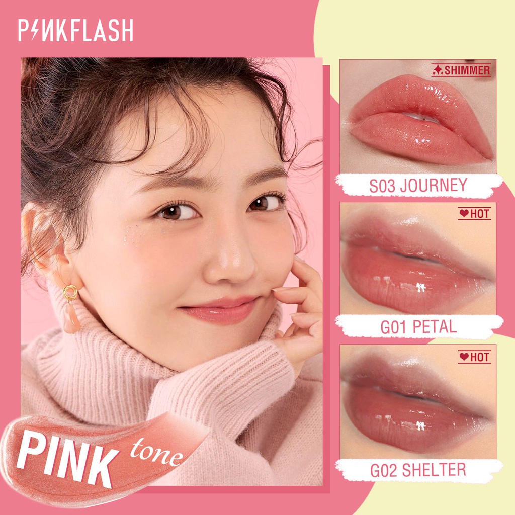 [ORI BPOM] PINKFLASH Lasting Glossy Lipgloss Untuk Perawatan Bibir Montok | Pinkflash Ohmygloss Moisturizing Shine and Shimmer Plumping Lip Gloss Lip Care Glasir Bibir | Pink Flash #PF-L02