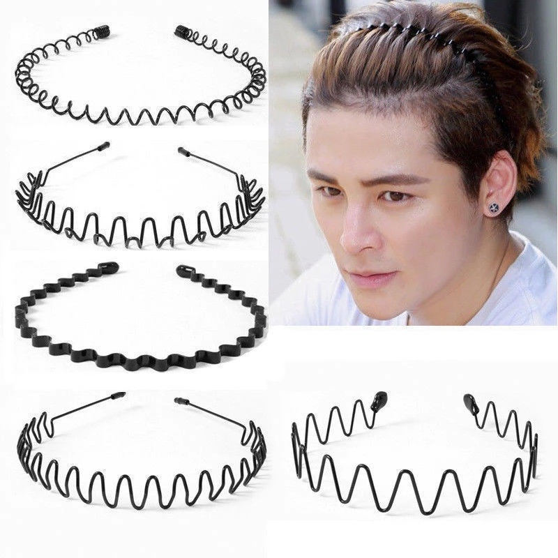 Unisex Black Wavy Hair Head Hoop / Fashion Non slip Metal Spiral Wave Headband Hairpins Hair Hoop Hair Accessories