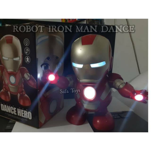 Mainan Robot Ironman Dance Move with  music and spotlight  Hight Quality