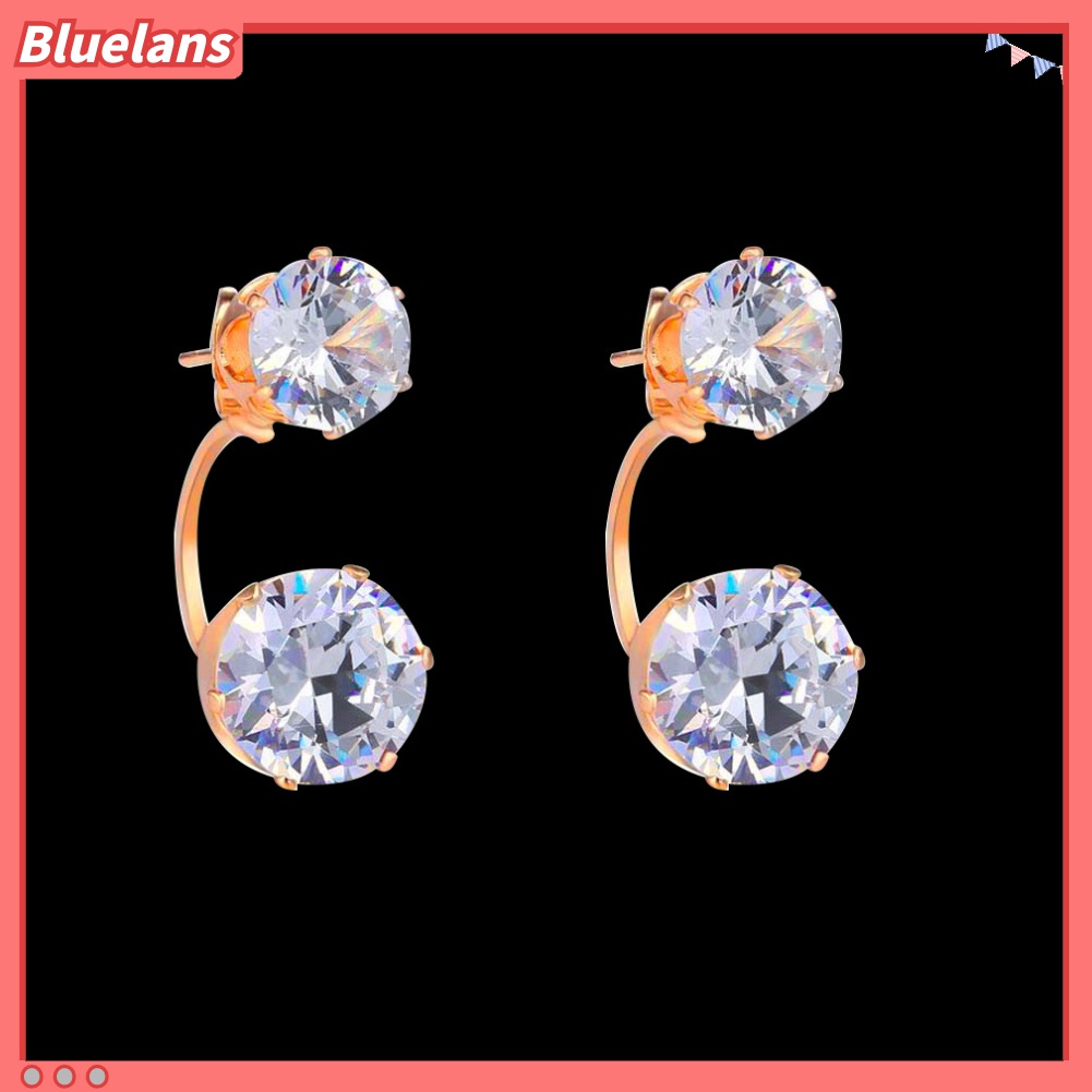 Anting Tindik Model Double Cubic Zirconia Untuk Wanita