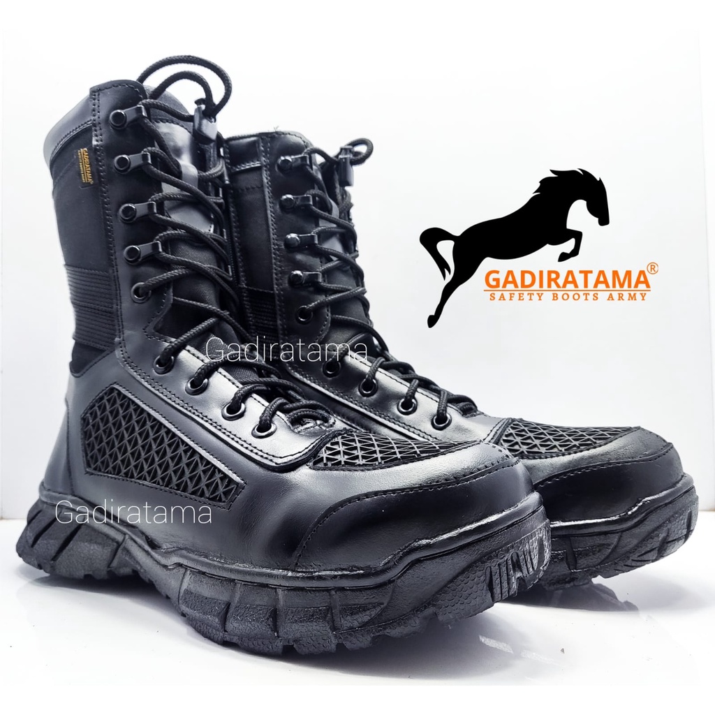 SEPATU PDL TNI JARING TAWON KULIT SAPI TINGGI 10 inchi KOMBINASI CORDURA WATERPROOF GADIRATAMA!