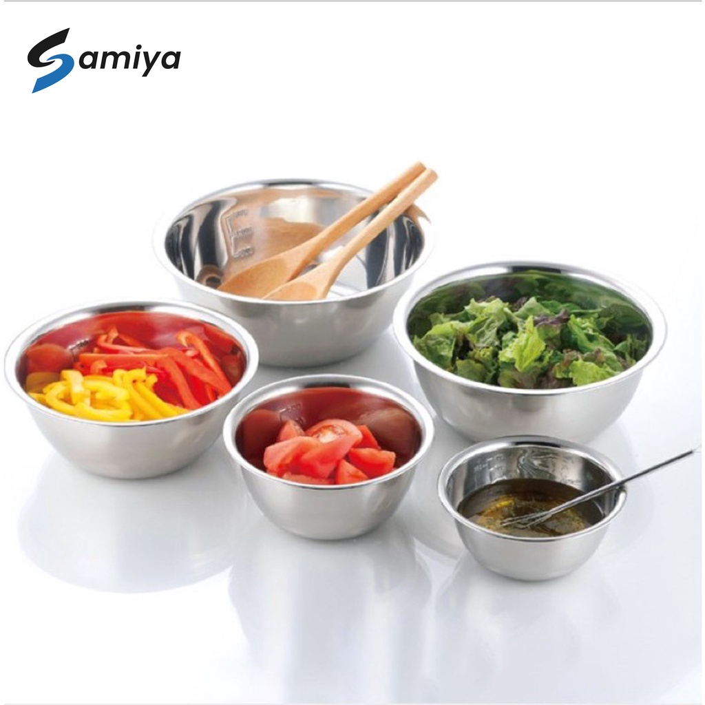 mixing bowl salad stainless 5in1 / baskom tempat adonan kue makanan saji / mangkok masak set baking