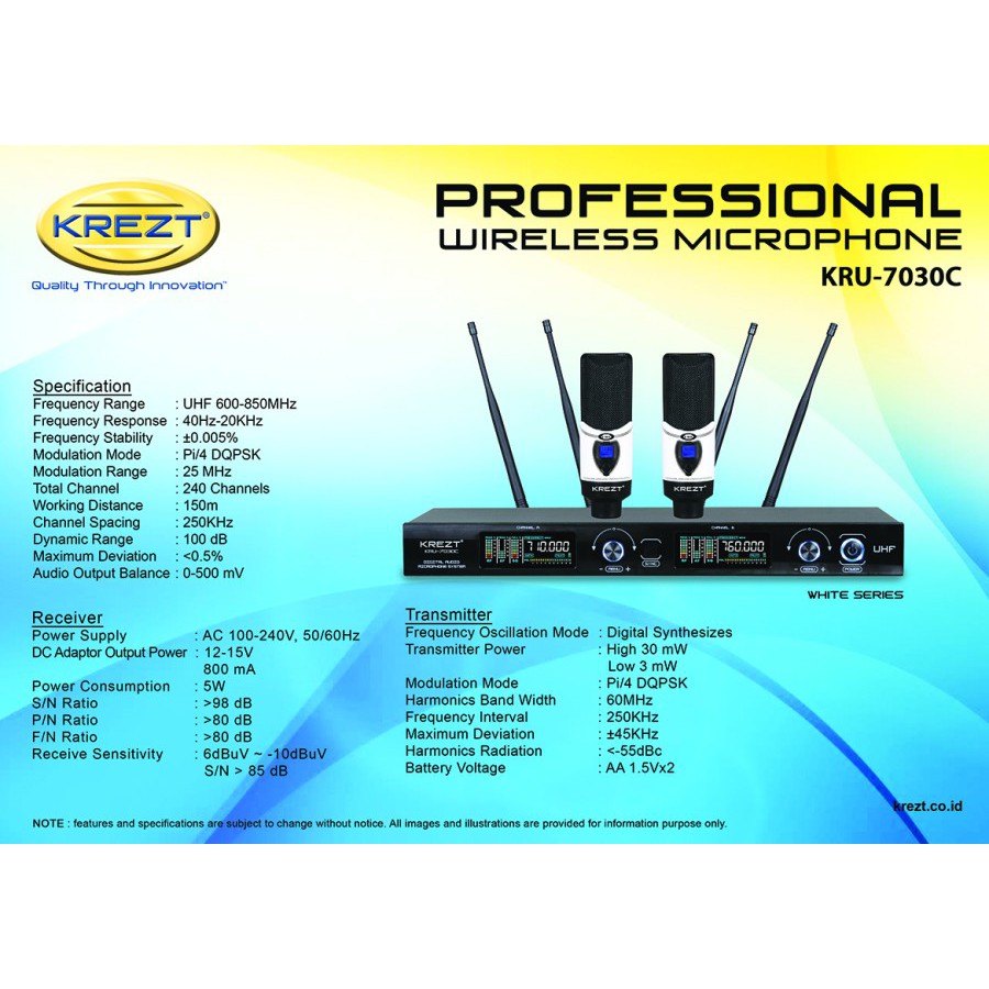 PROFESSIONAL WIRELESS MICROPHONE KREZT KRU-7030 C BLACK