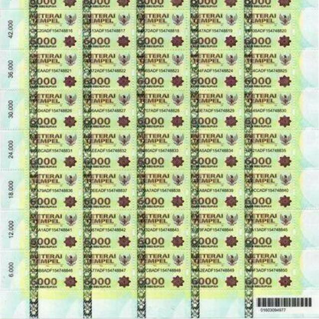 

Meterai 6000 asli harga per 5 pcs