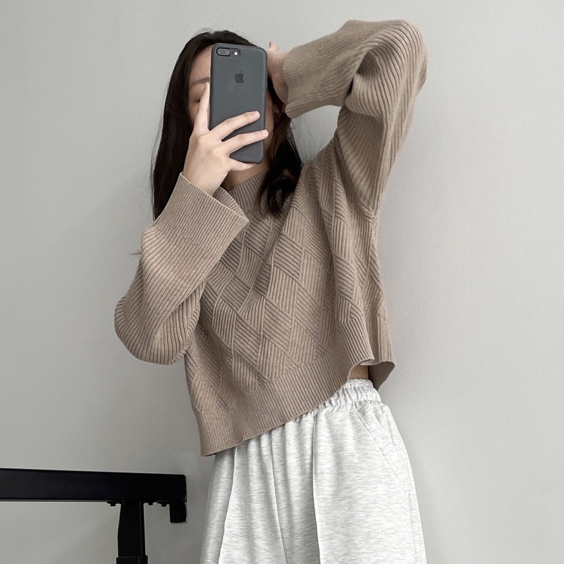 Fwdaily - ANNA ( crop sweater - sweater rajut motif turtleneck )-8