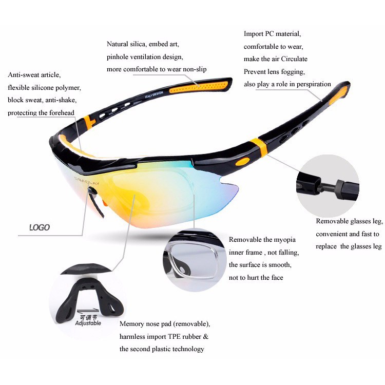 Obaolay Kacamata Sepeda Polarized Sunglasses UV400 - SP0868 - Black/Red