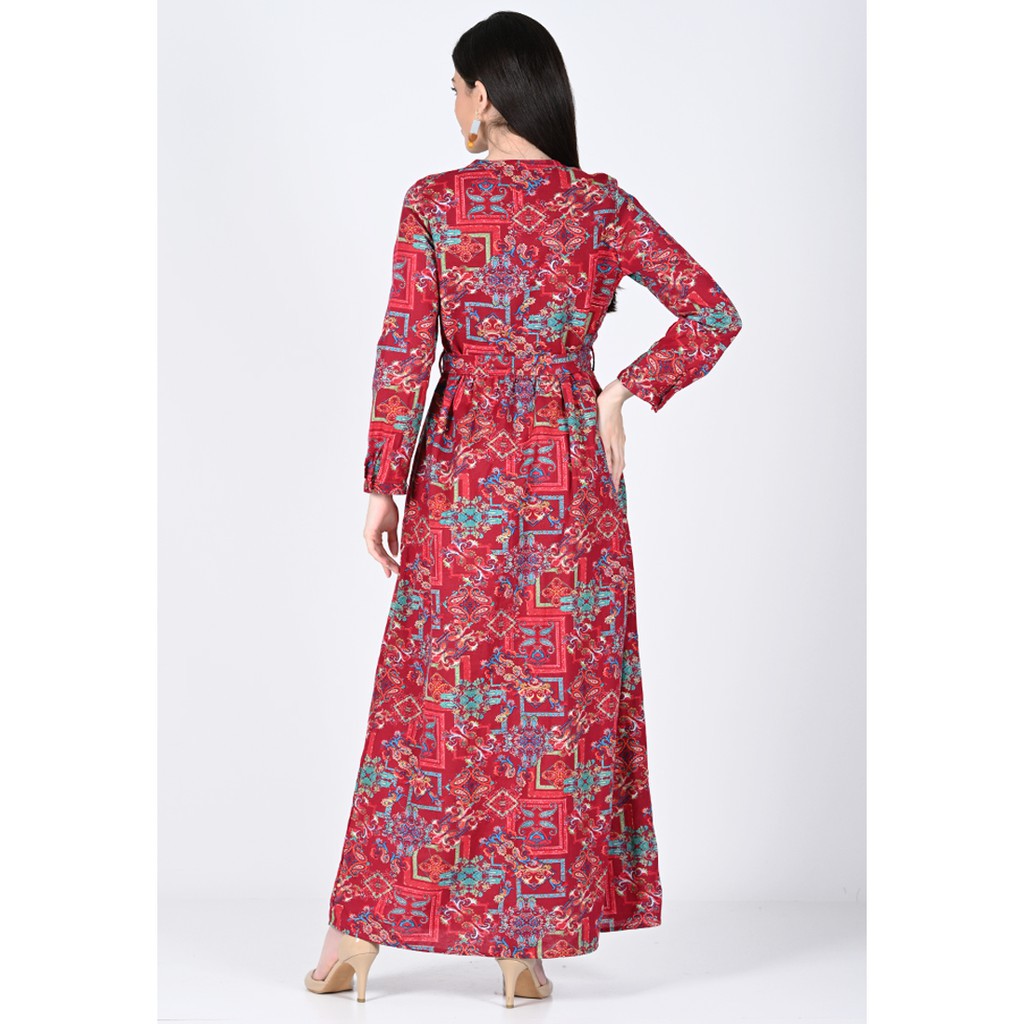 LKJ1920  Novel Mice - Gamis | Ethnic Tunic Print Red Paisley Dress