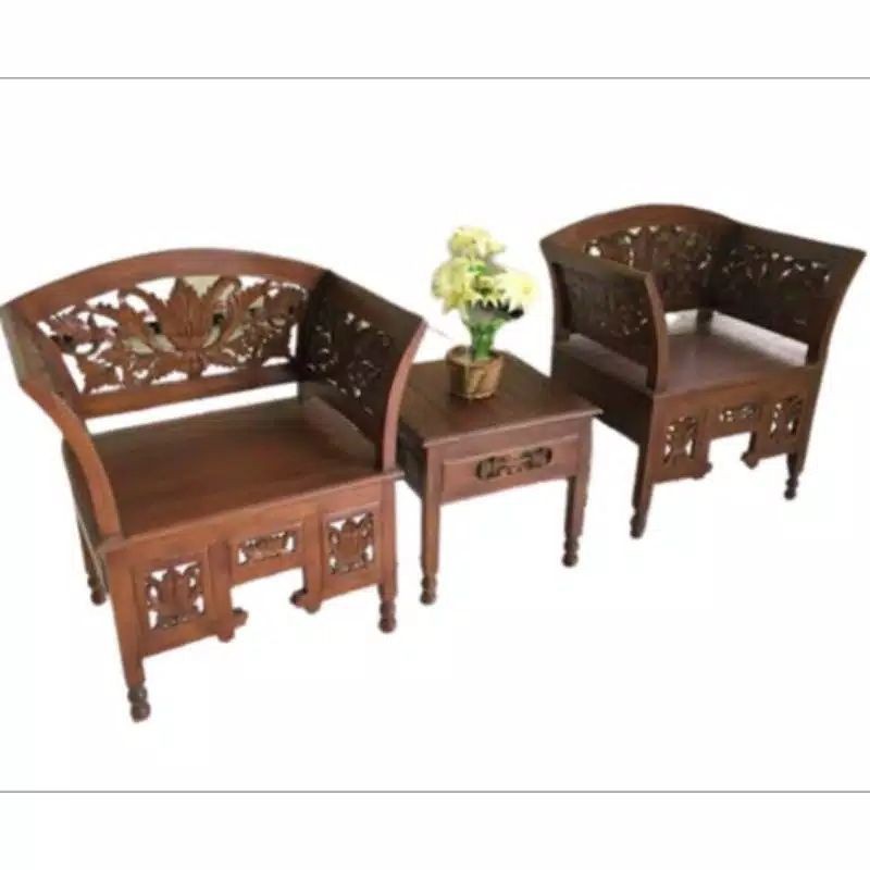 SET KURSI MEJA TERAS UKIR KAYU JATI ASLI MODEL KLASIK KURSI TERAS TAMU TERMURAH