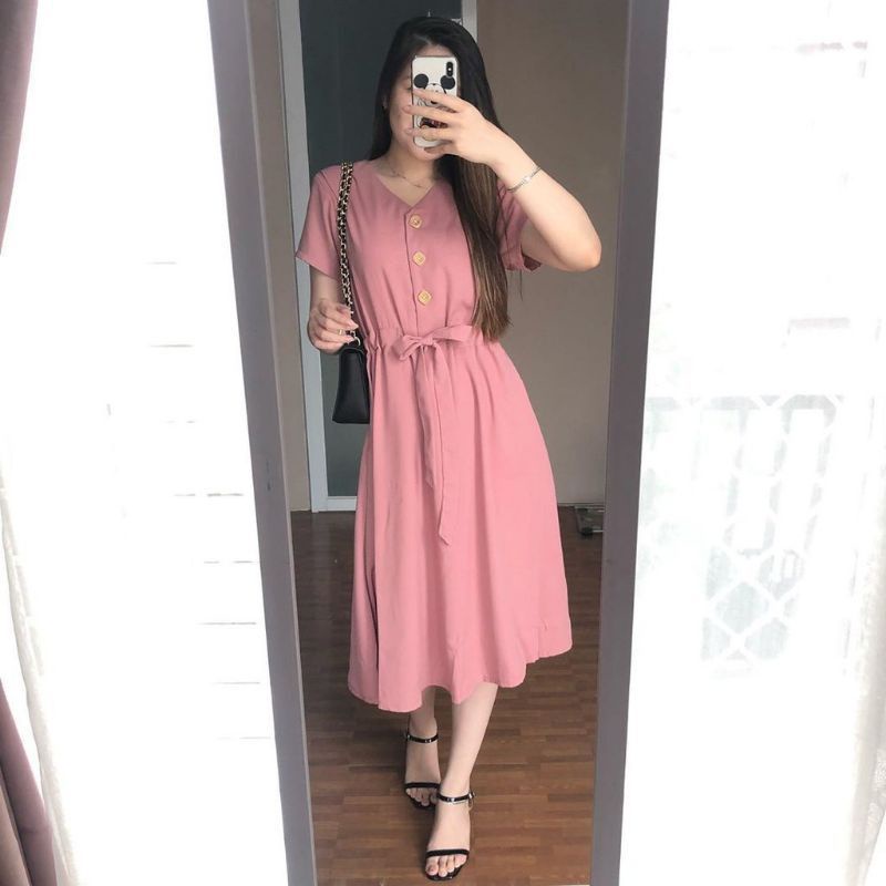 Daster Tunic Polos Berta / Daster Busui Kancing Depan / Serut Depan