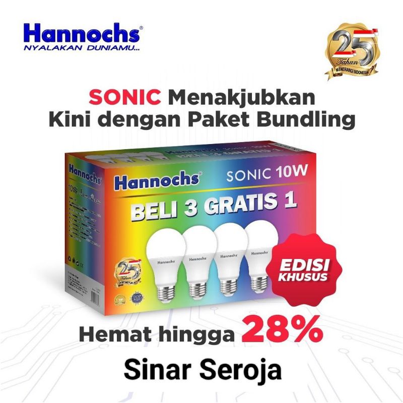 Lampu LED Bohlam Hannochs SONIC LED Bulb 6w 10w 13w Paket Buy 3 Get 1