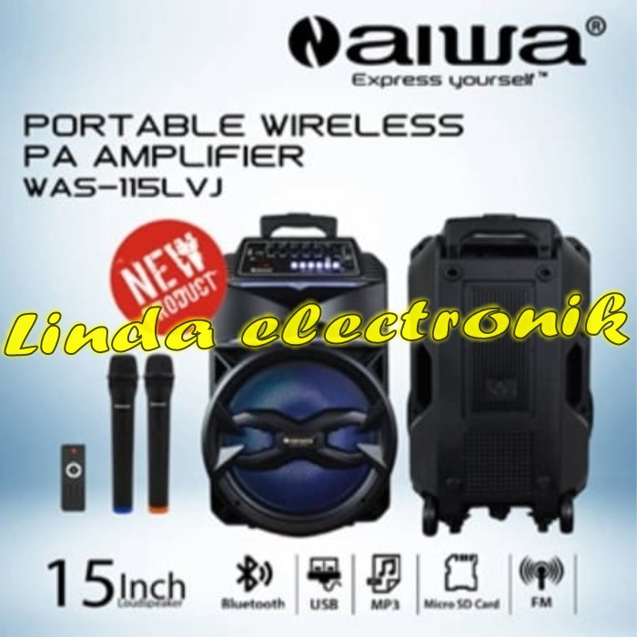 Speaker Portable Wireless AIWA WAS115LVJ Bluetooth aiwa was 115lvj