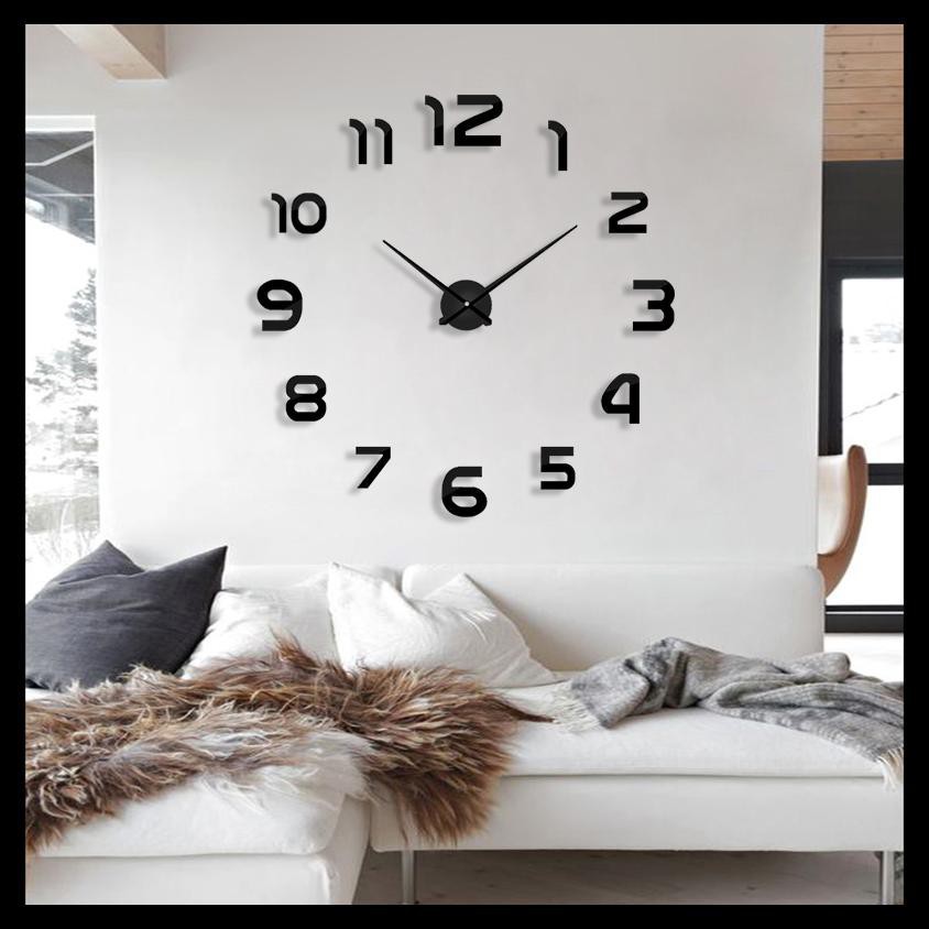 Taffware Jam Dinding Besar DIY Giant Wall Clock Quartz Creative Design 80-130cm DIY-105 Bla Grab