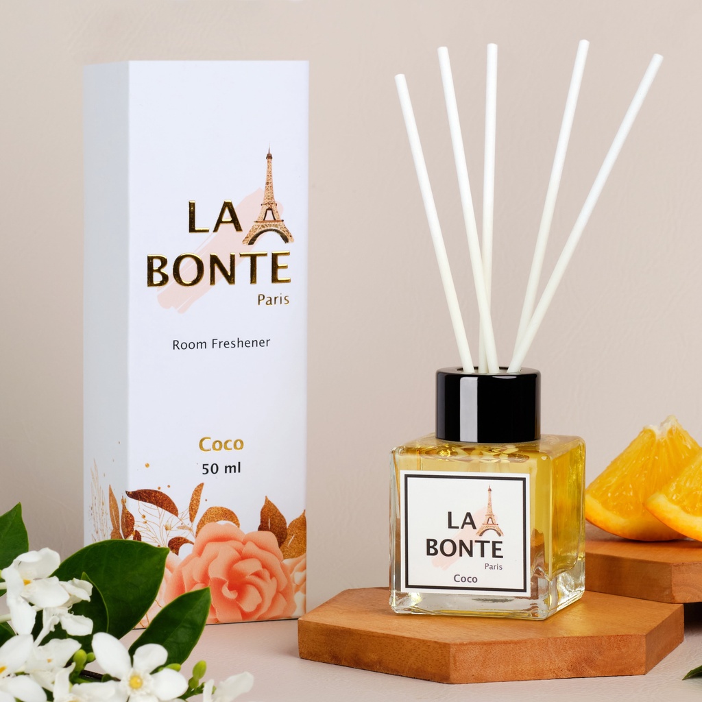 LaBontePARIS PAKET HEMAT ~ C ( 1 Reed Diffuser 50ml + 1 Parfum Mobil Gantung Kotak 8ml )