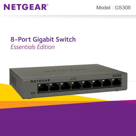 NETGEAR GS308 8 Port Gigabit Ethernet Switch Hub