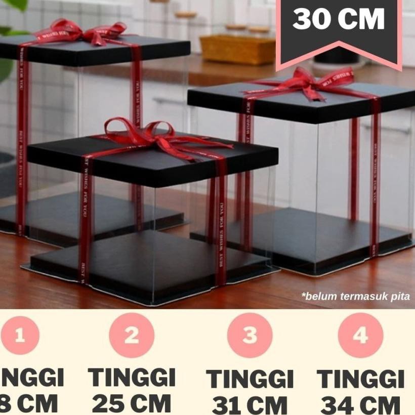 

Ready Cake Box Mika Dus Kue Kotak Kue Transparant 30x30 cm 4 Warna !!