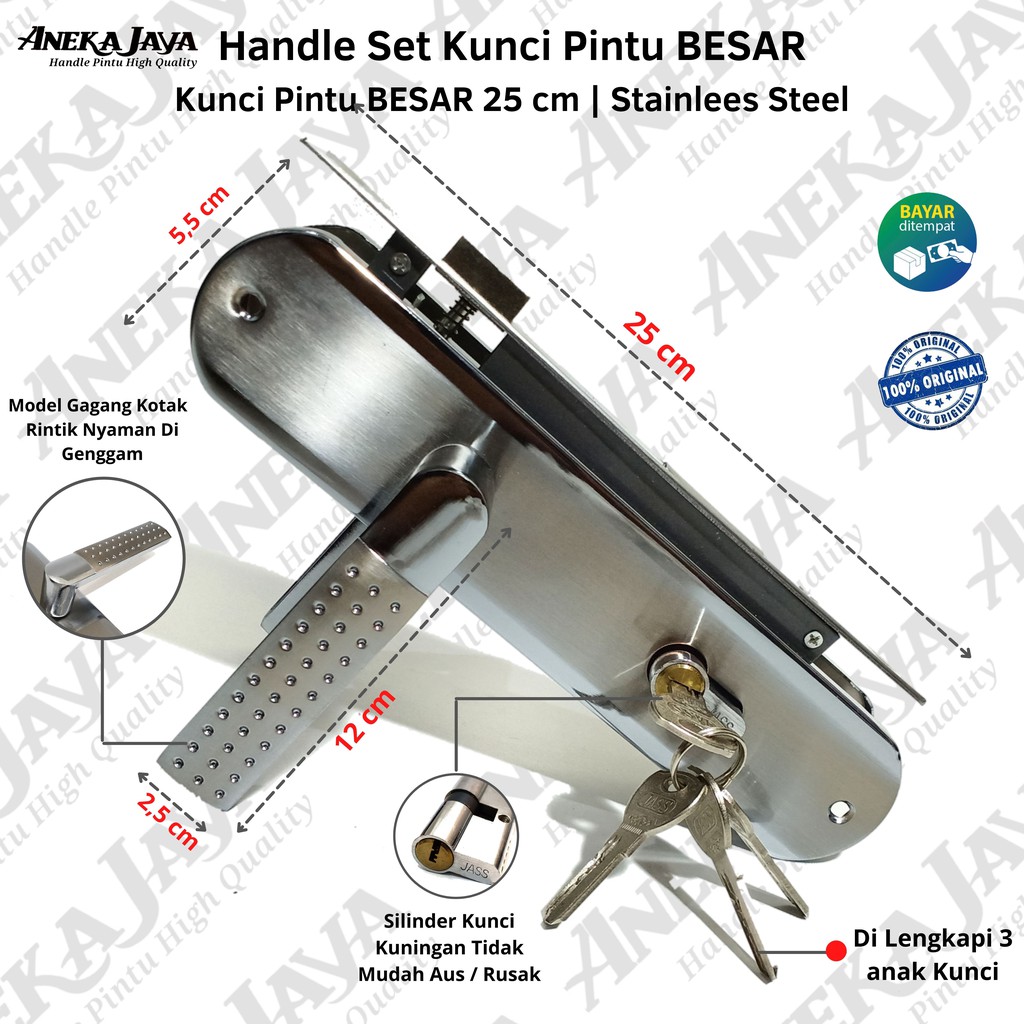 Handle Set Kunci ukuran BESAR 25 cm / Body ongkel / Kunci Pintu  / gagang pintu rumah kamar satu set