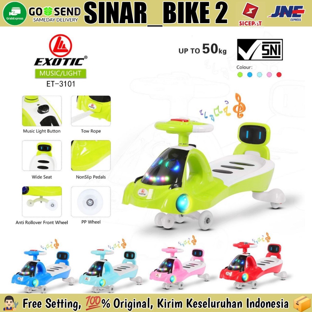 Swingcar EXOTIC ET 3101 Mainan Anak Mobilan Dorong Ayun Stir