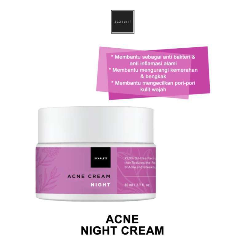 SCARLETT WHITENING ACNE NIGHT CREAM SCARLETT JERAWAT KRIM MALAM