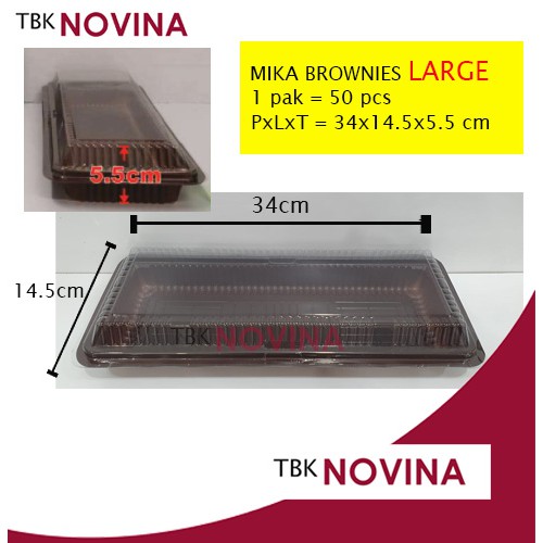 [50PCS] Mika Kue Brownies L Besar Tray Box Cokelat Cake Brownis Kotak Bronis Murah