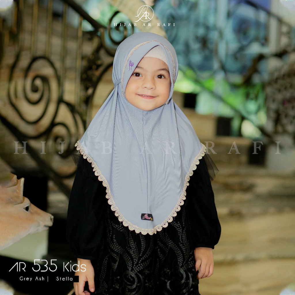 Arrafi Hijab Anak Instan Bahan Jersey Stella AR 535 Ped Antem Variasi List Renda