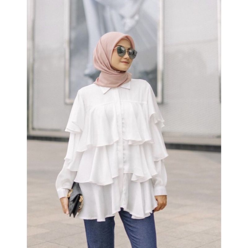 Zeta Blouse White Vanilla Hijab Size M