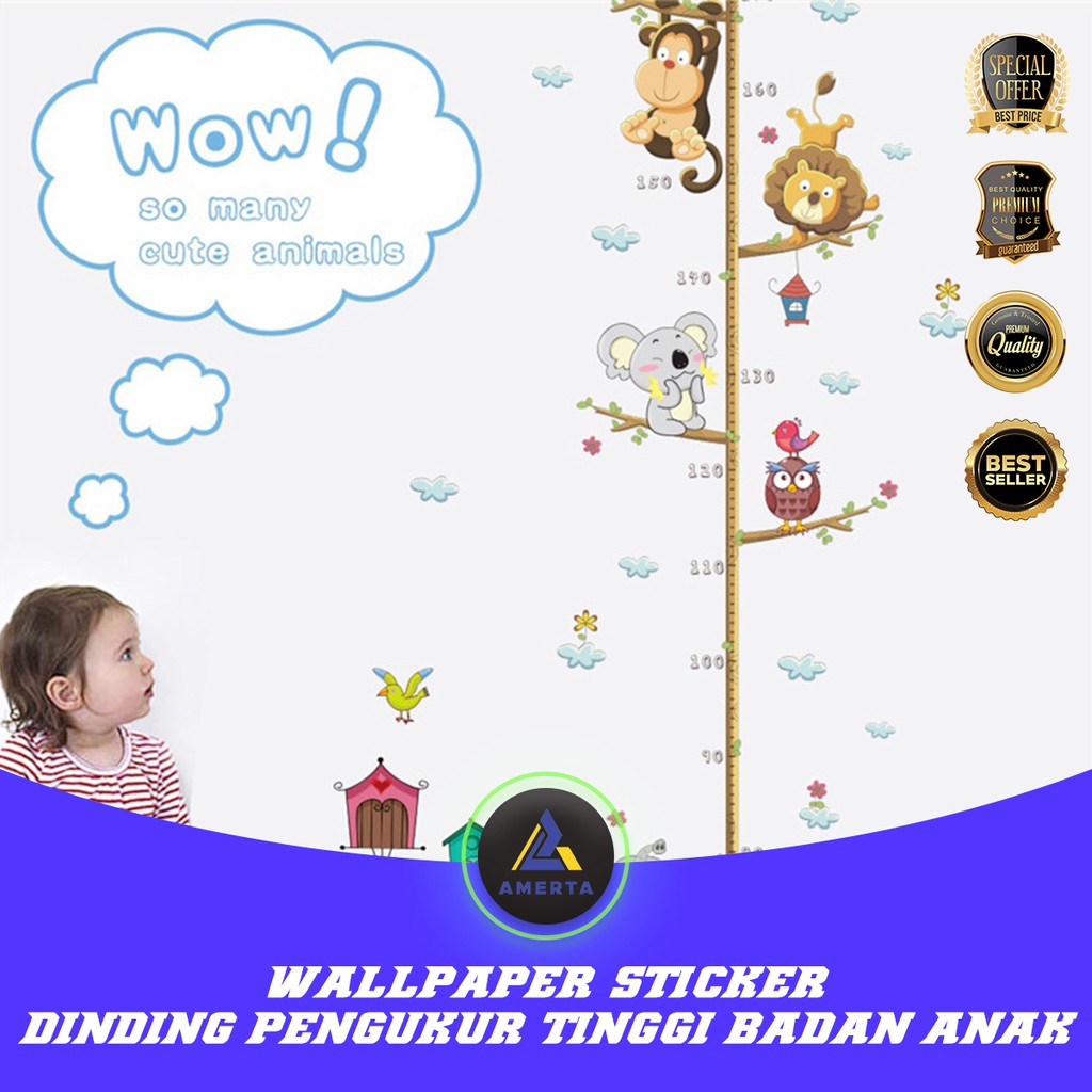 Wallpaper Stiker Dinding Lucu Pengukur Tinggi Badan Anak