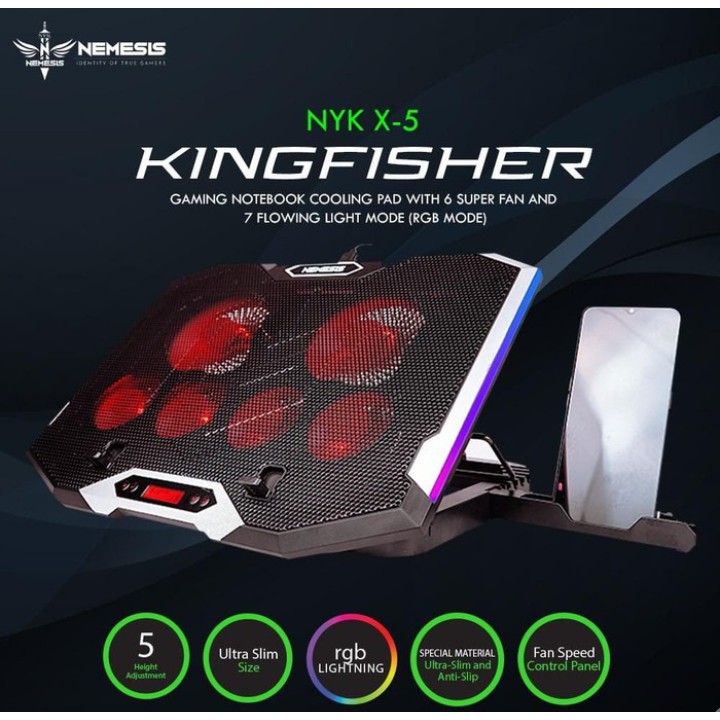 Jual Cooling Pad NYK X5 KINGFISHER Coolingpad Gaming 6 Kipas/Kipas