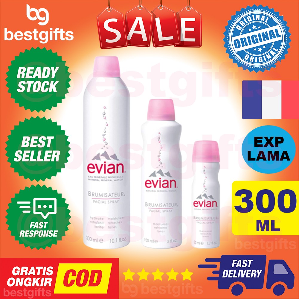 EVIAN FACIAL SPRAY NATURAL SPRING MINERAL WATER BRUMISATEUR KELEMBABAN KULIT WAJAH 300ML 300 ML