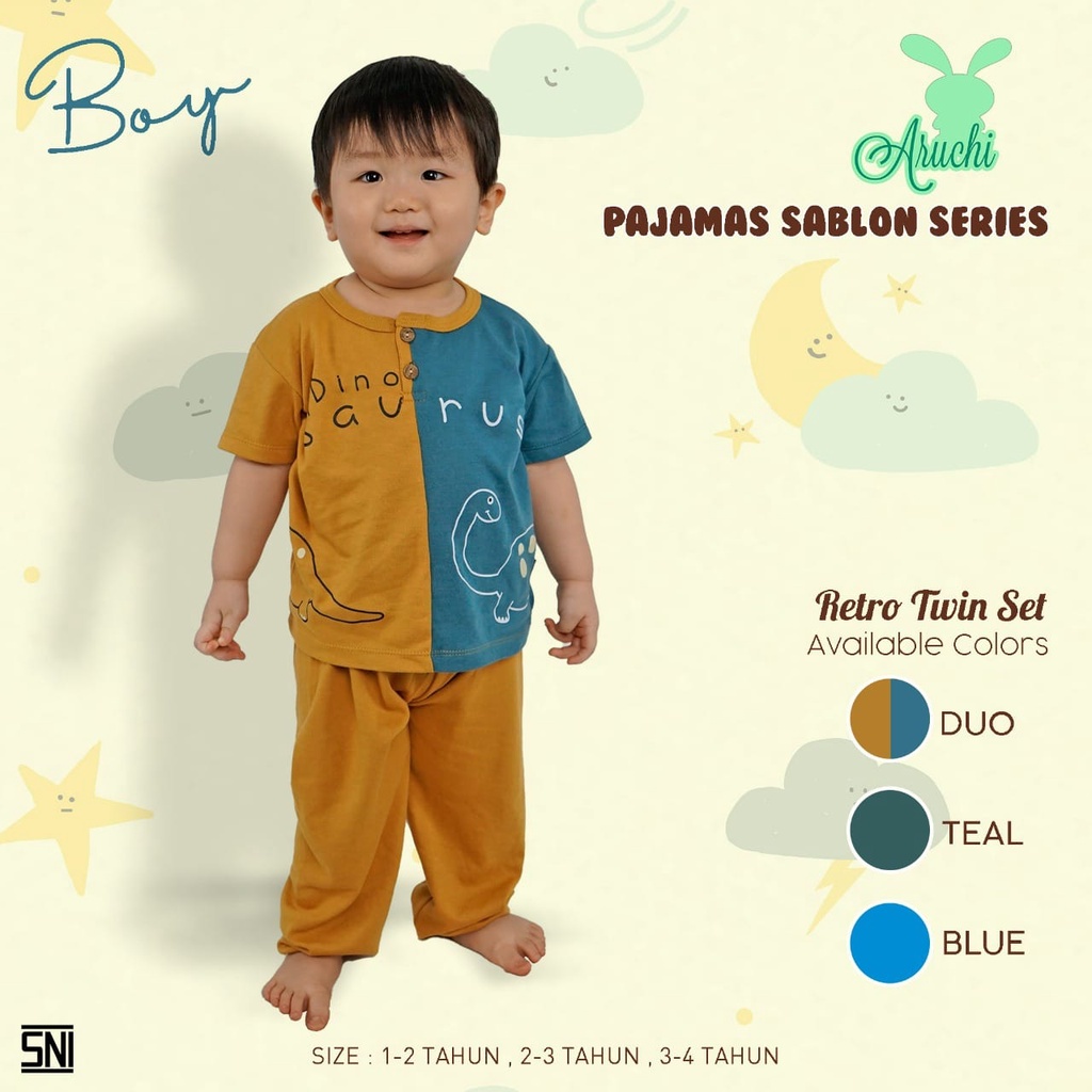 Aruchi Baby Setelan PIyama Retro Twin Boy &amp; GIrl - Piyama Anak