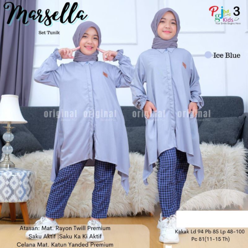 Marsella Set Tunik/Baju Muslim Anak/Baju Setelan Anak