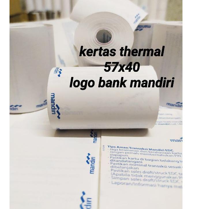 

Z Kertas Struk Thermal Paper Rol 58x40 57x40 logo bank mandiri coreles Termal EDC Thermal Printer Mi