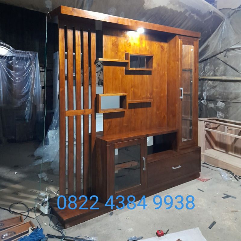 Bufet Sketsel Jati Lemari Buffet Cabinet Partisi Penyekat Ruangan