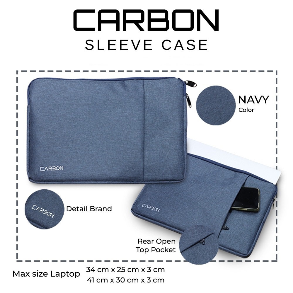 Tas Laptop Sleeve Case Softcase CARBON  13 - 16 inci Untuk Semua Merk Laptop