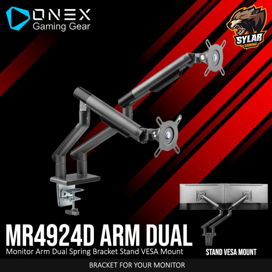 OneX MR4924D Monitor Arm Dual Spring Bracket Stand VESA Mount