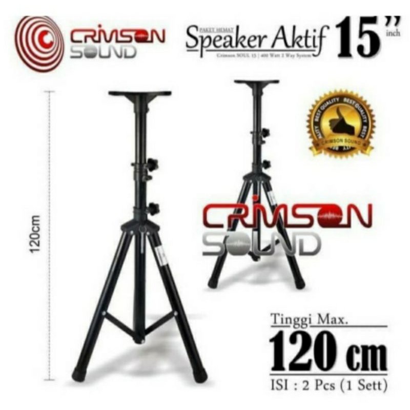 Paket Sound Crimson 15 Inch Aktif Speaker + Stand Dan Mic Bergaransi