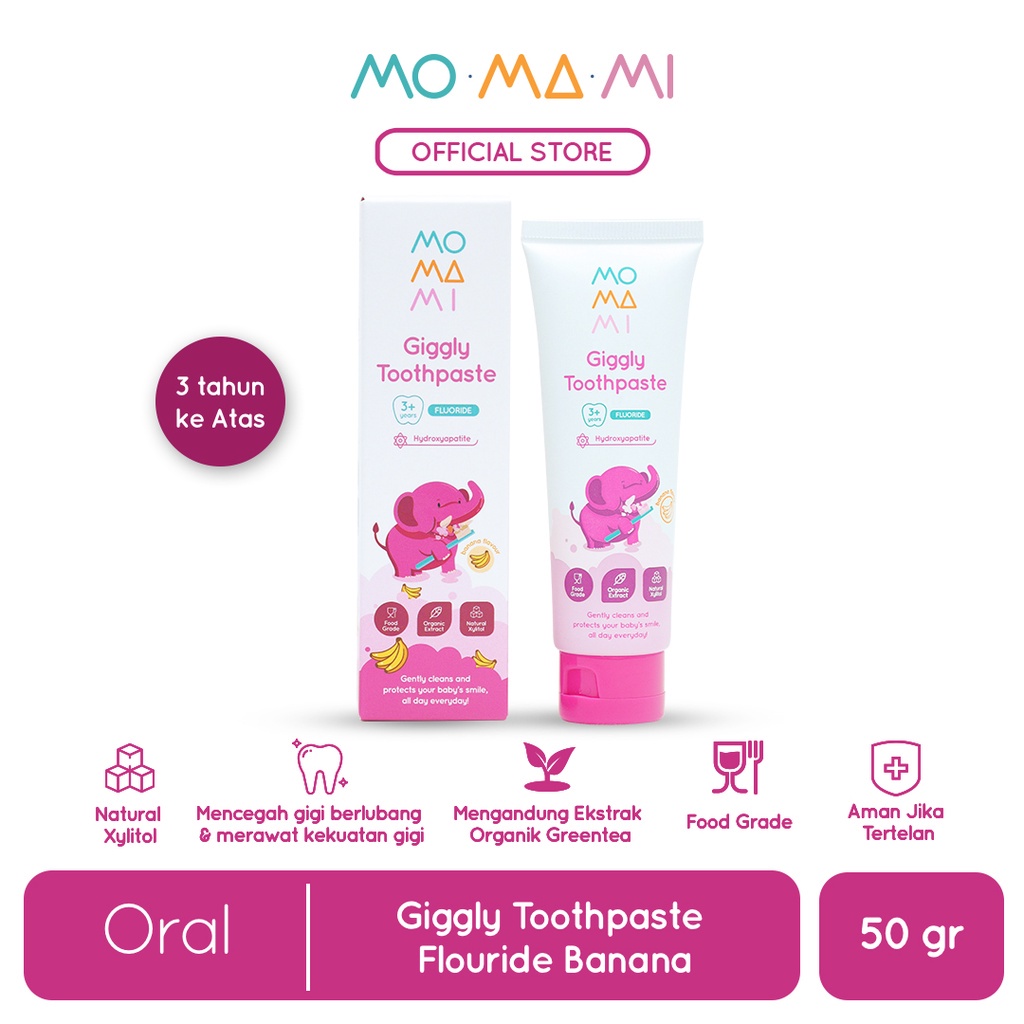 Pasta Gigi / Odol Anak Momami Giggly Toothpaste Flouride 50gr