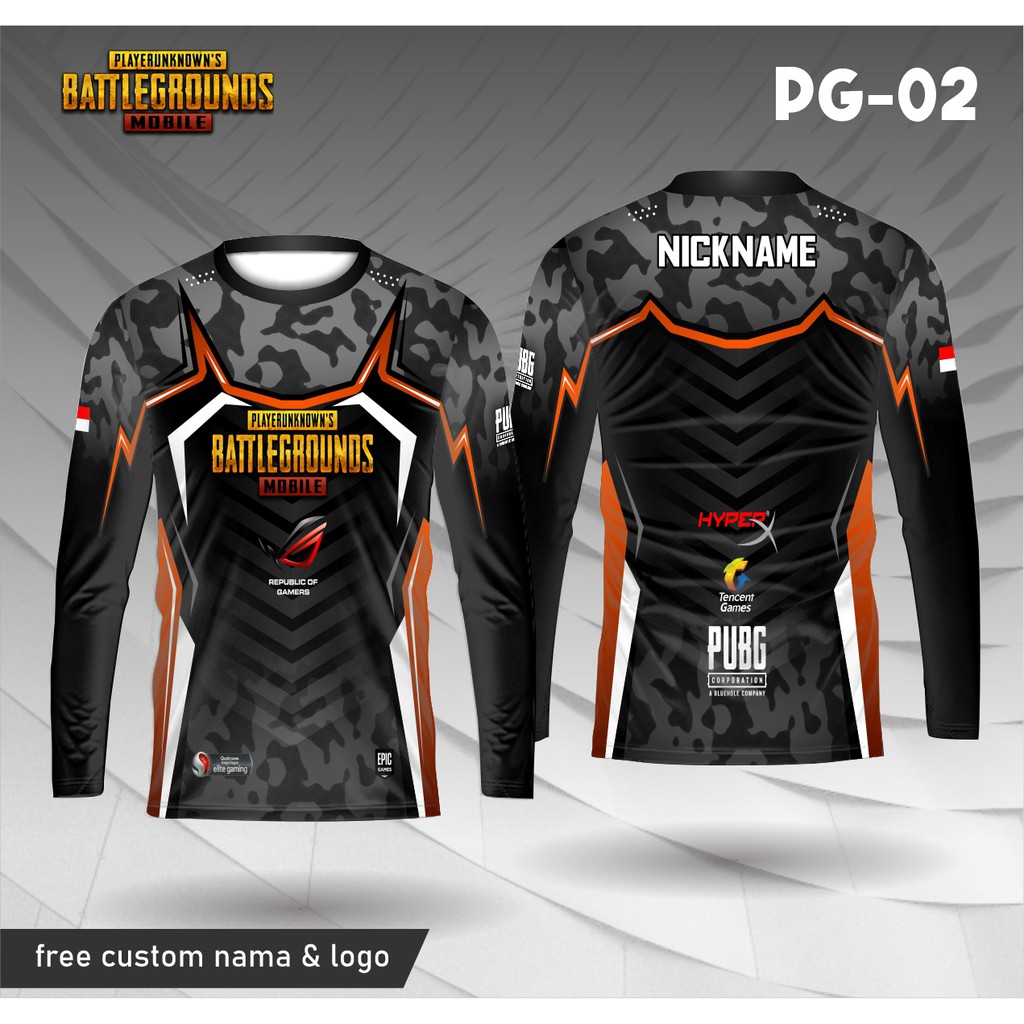 Jersey e sport pubg baju game kaos gamer lengan panjang