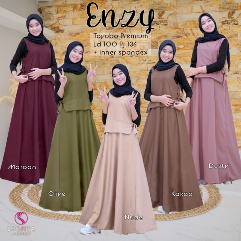 ENZY SET ORY BY SHOFIYA Overall Wanita / Overall Toyobo / Set Overall + Inner
