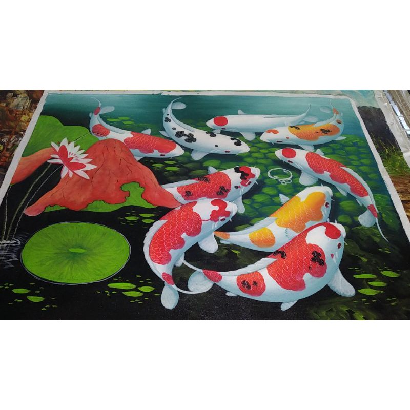 Lukisan kanvas Ikan Koi