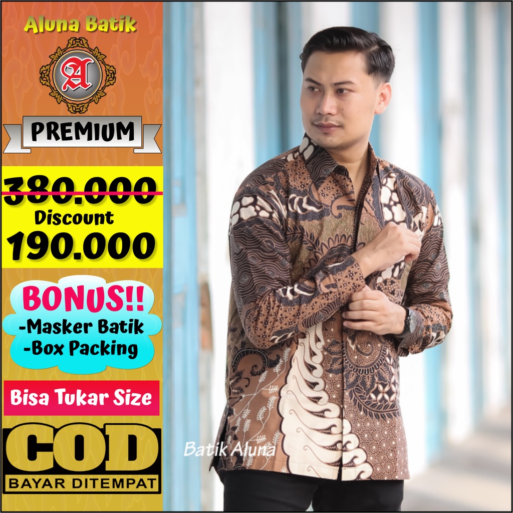 Batik Pria Slimfit Lengan Panjang Premium Solo Produksi Pabrik Batik Aluna PCW 067