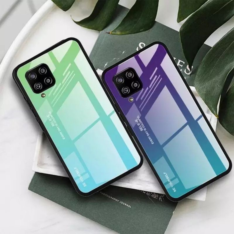 Gradient Glass Case Samsung Galaxy A22 M22 M32 4G SamsungM22 SamsungA22 4G Softcase Hardcase Casing 